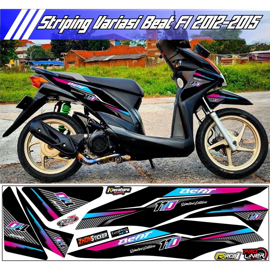 Jual striping variasi honda beat fi 2012-2015 sticker plat bodi simple