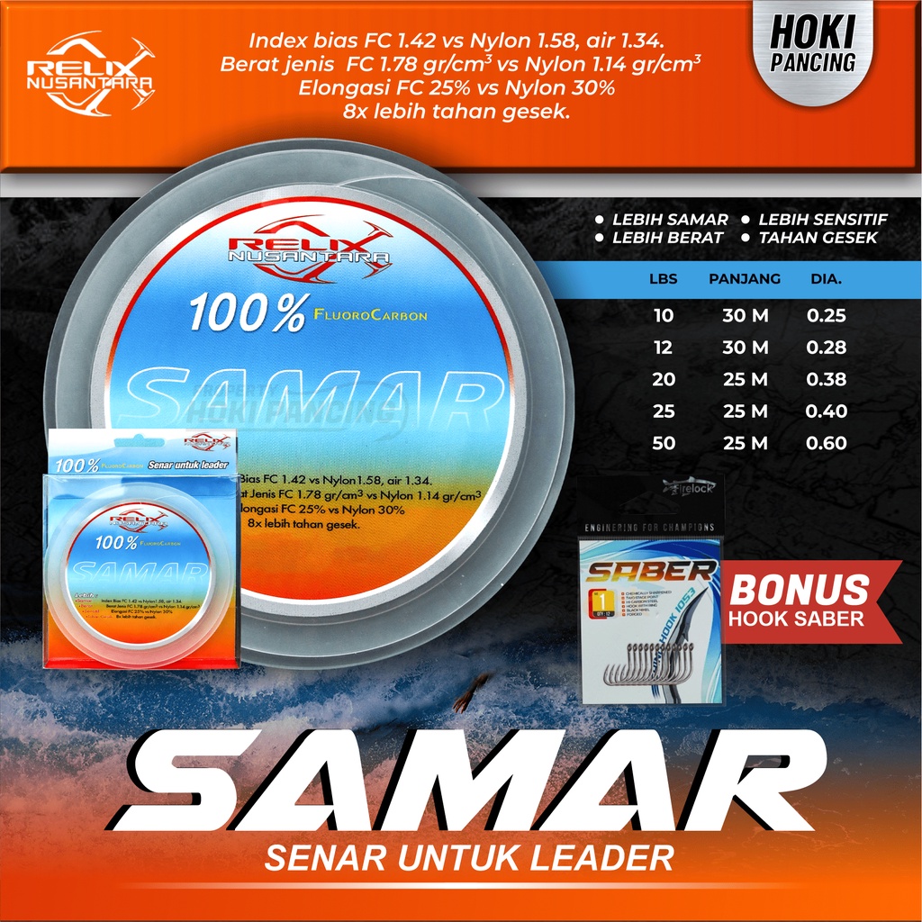 Jual Senar Leader Samar Relix Nusantara Fluorocarbon 25 Meter Senar ...