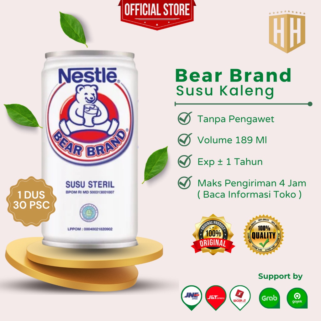 Jual BEAR BRAND Susu Beruang Minuman Susu Steril Susu Kaleng 189ml, 1 ...