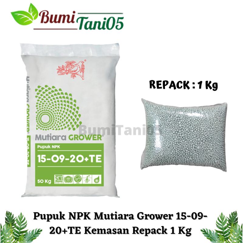 Jual Pupuk Npk Mutiara Grower 15-09-20+TE Meroke Kemasan Repack 1 Kg ...