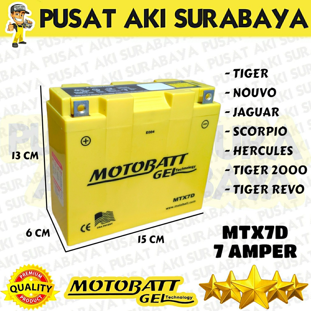 Jual ASLI ORIGINAL MOTOBATT MTX7D NOUVO TIGER SCORPIO TIGER REVO ACCU