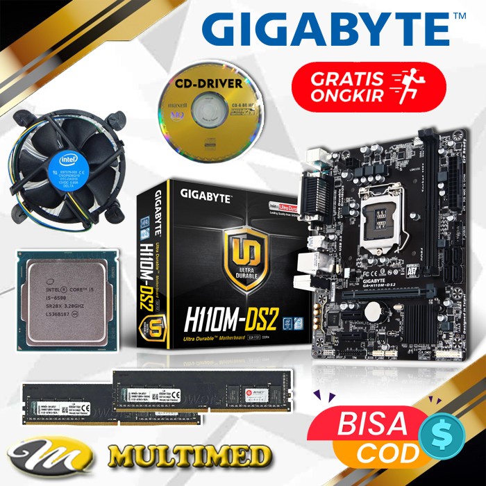 Jual Paket Motherboard H110 LGA 1151 DDR4 New + Core I5 6400 / 6500