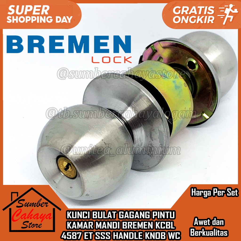 Jual Kunci Pintu Kamar Mandi Bulat Gagang Bremen Kcbl Et Sss Handle Knob Wc Lockset Lock