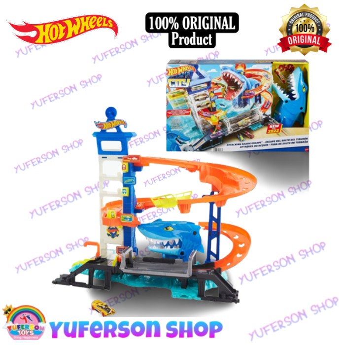 Jual Set Hot Wheels Hotwheels City Attacking Shark Escape Playset