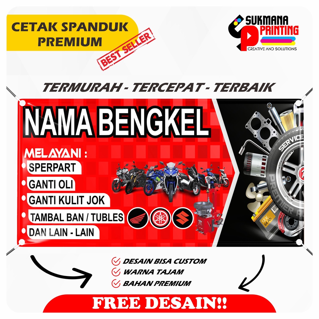 Jual Free Desain Cetak Spanduk Bengkel Motor Motor Racing Custom