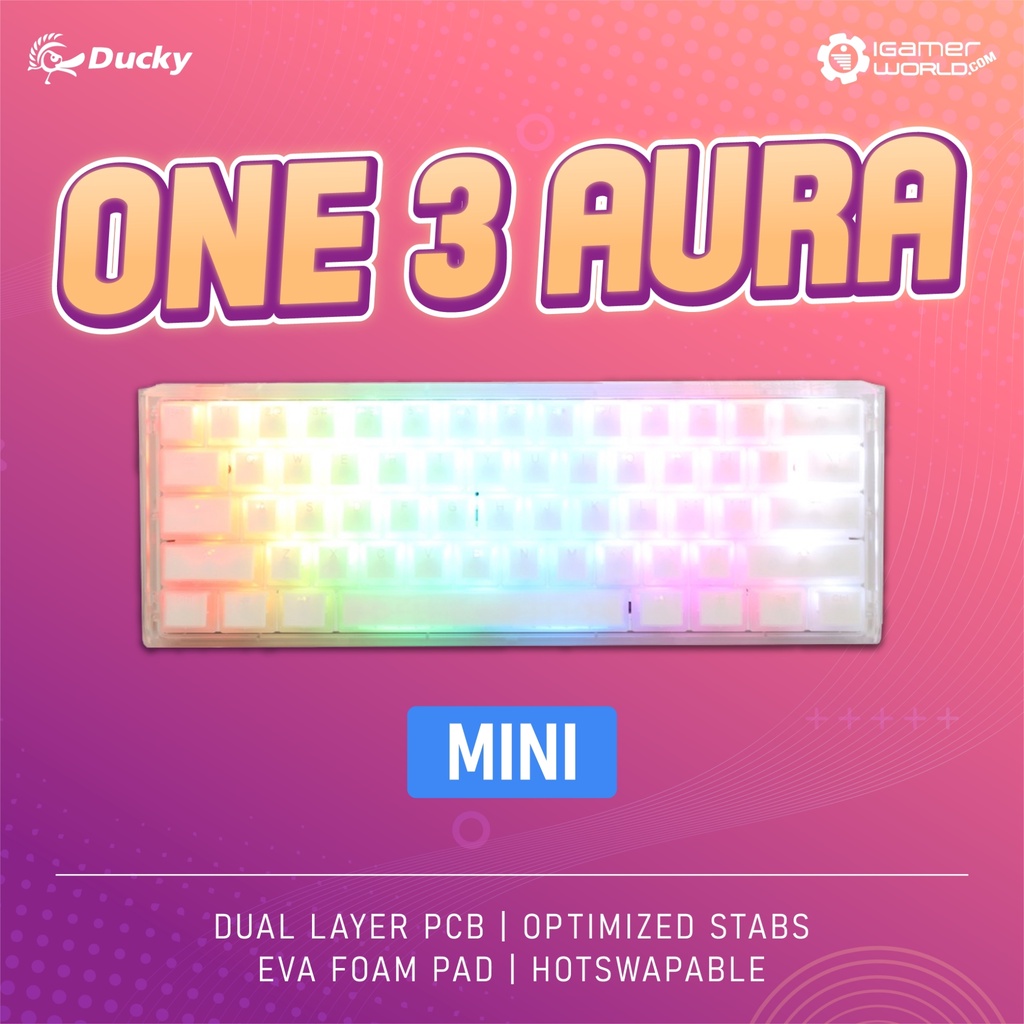 Jual Ducky One 3 Mini Aura White Hotswap RGB LED DBS PBT Mechanical