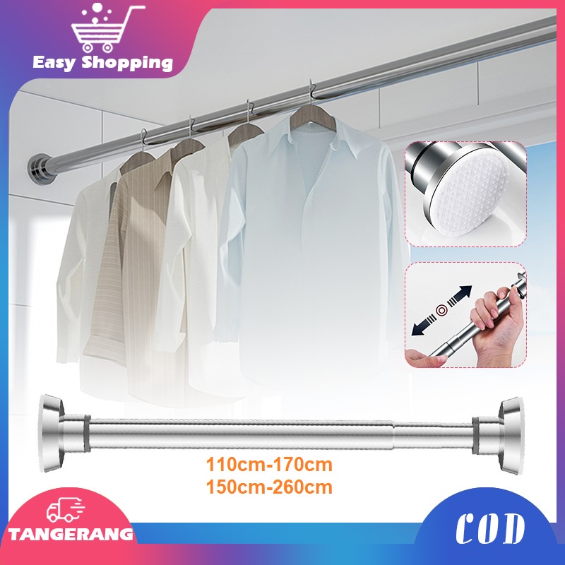 Jual 170260cm Tiang Gorden Fleksibel Jemuran Baju Tiang Tanpa Paku Gantungan Serbaguna 3112