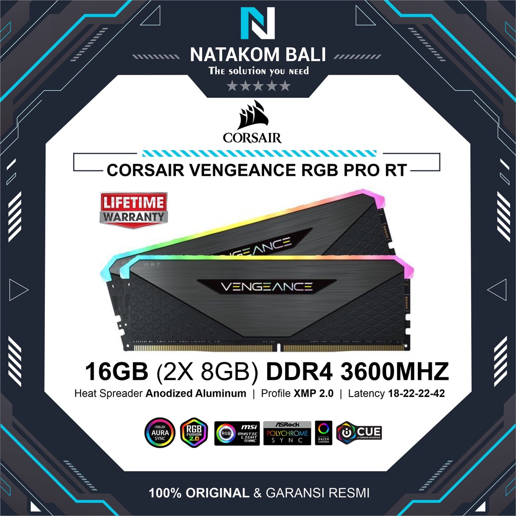 Jual RAM CORSAIR VENGEANCE RGB PRO RT 16GB (2X 8GB) DDR4 3600MHZ ...