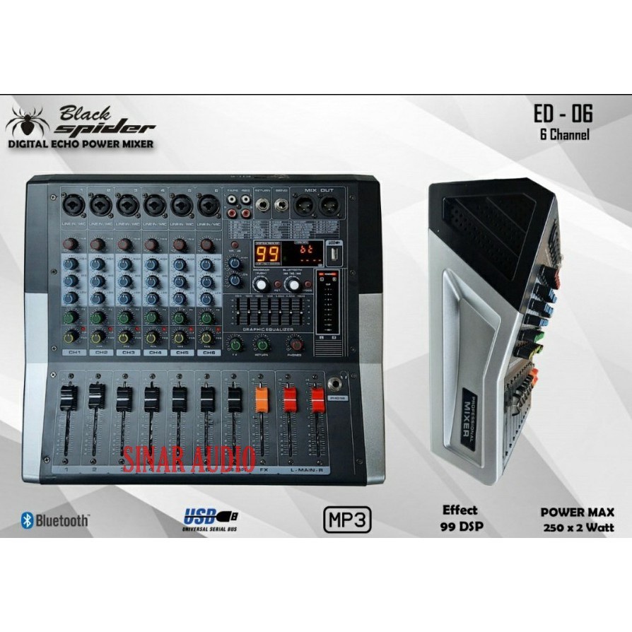 Jual Mixer Blackspider PMX ED 6 6channel Power ED6 Original Shopee