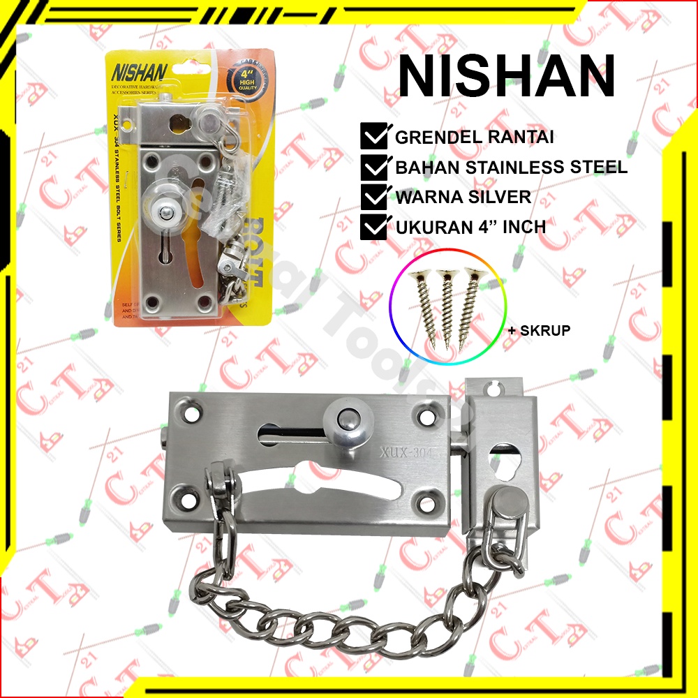 Jual Kunci Pintu Rantai Slot Stainless Ndel Rante Rumah 4 Inch Nishan ...