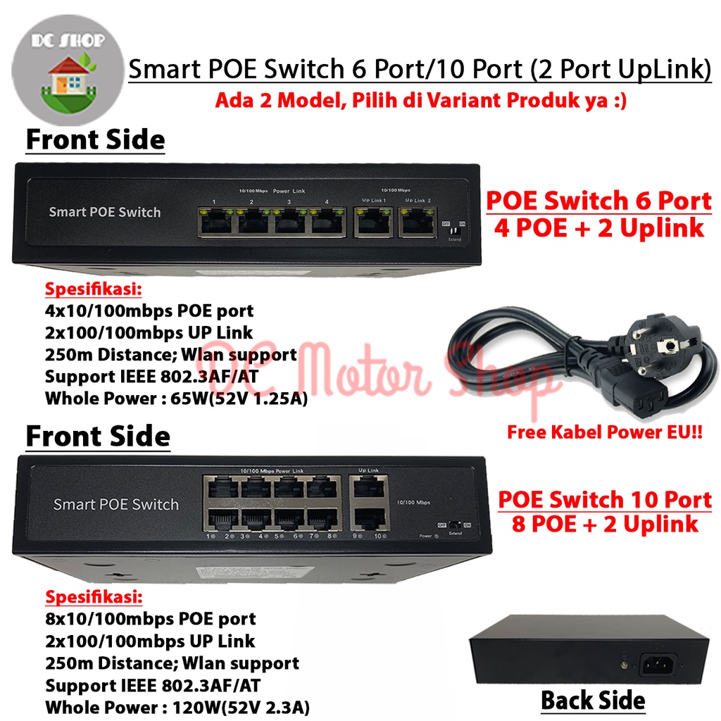 Jual Smart Poe Switch 6 Port (4 POE + 2 Uplink)/ 10 Port (8 POE + 2 ...