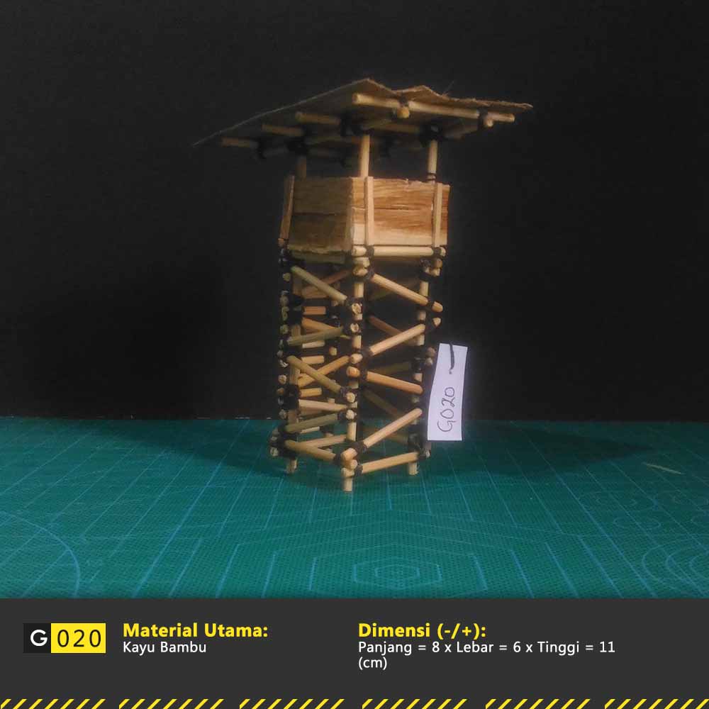 Jual Miniatur Ornamen Saung Menara WatchTower Kayu Bambu - G020 ...