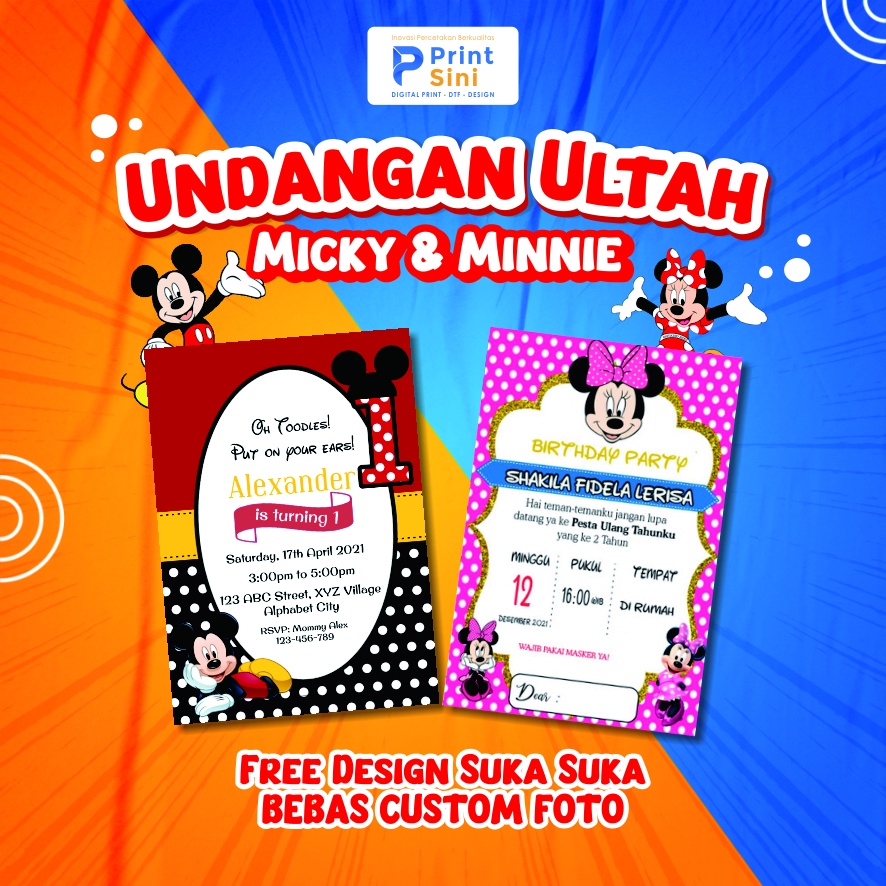 Jual UNDANGAN ULANG TAHUN ANAK TEMA MICKEY & MINNIE | Shopee Indonesia