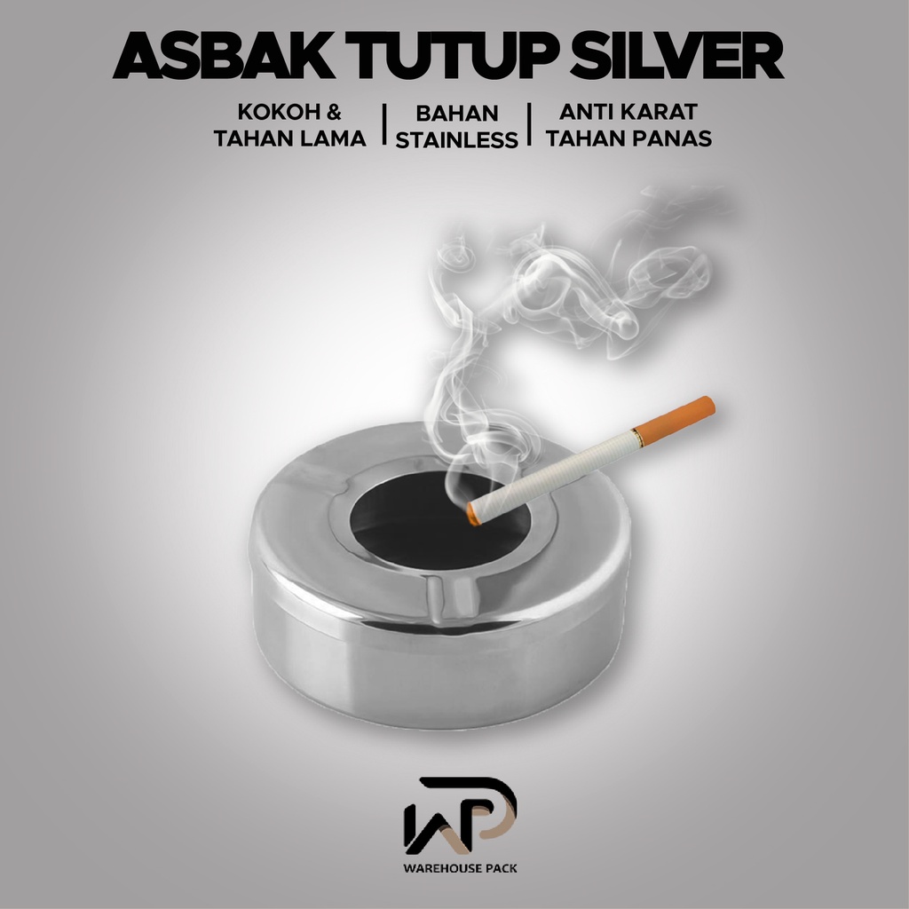 Jual Asbak Tutup Silver Asbak Rokok Stainless Asbak Rokok Silver