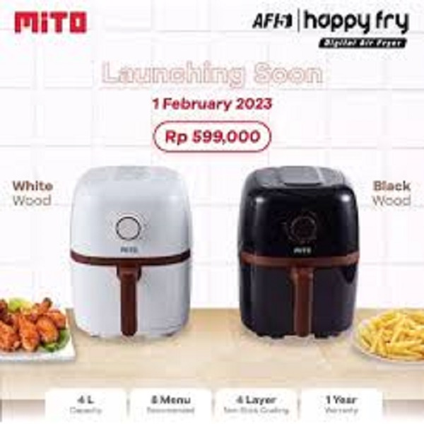 Jual Digital Air Fryer Mito Mitochiba Wood Series Af5 4liter Happy Fry