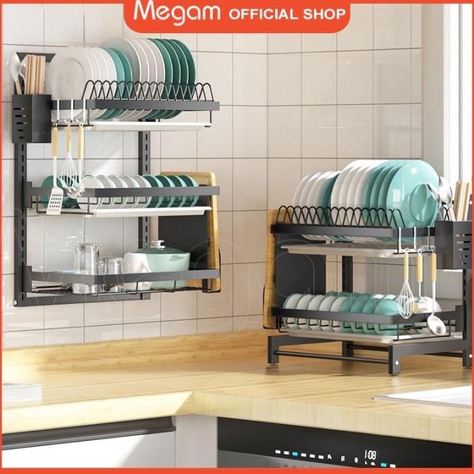 Jual Megam Rak Piring Susun Rak Dapur Dinding Serbaguna Tempat Sendok ...