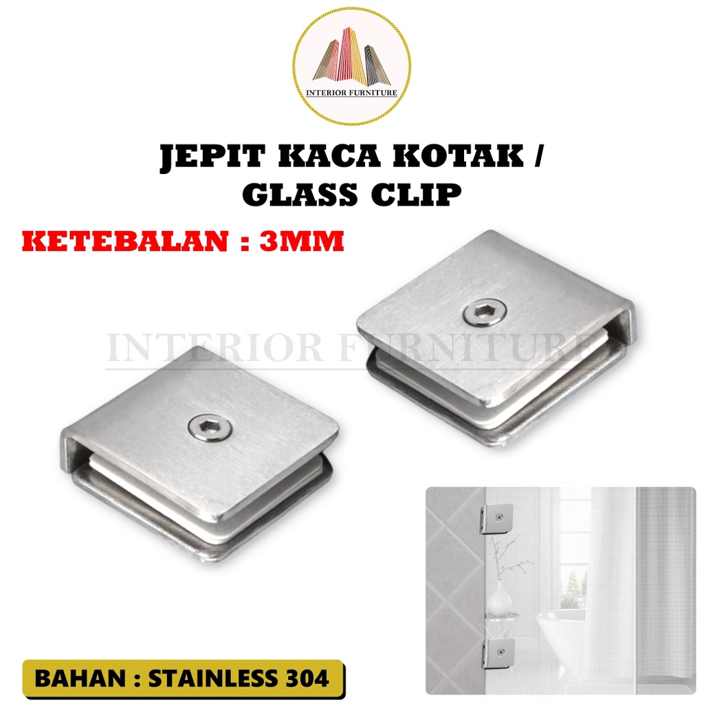 Jual Penjepit Kaca Stainless Jepitan Kaca Kotak Glass Klip Ss