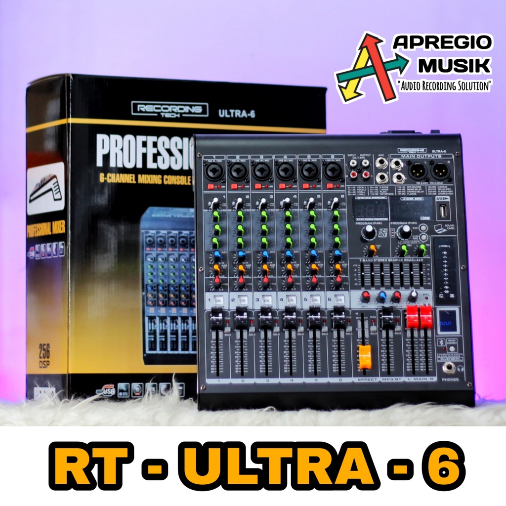 Jual Recording Tech RT Ultra 6 Ultra6 USB Audio Mixer 6 Channel Mic ...