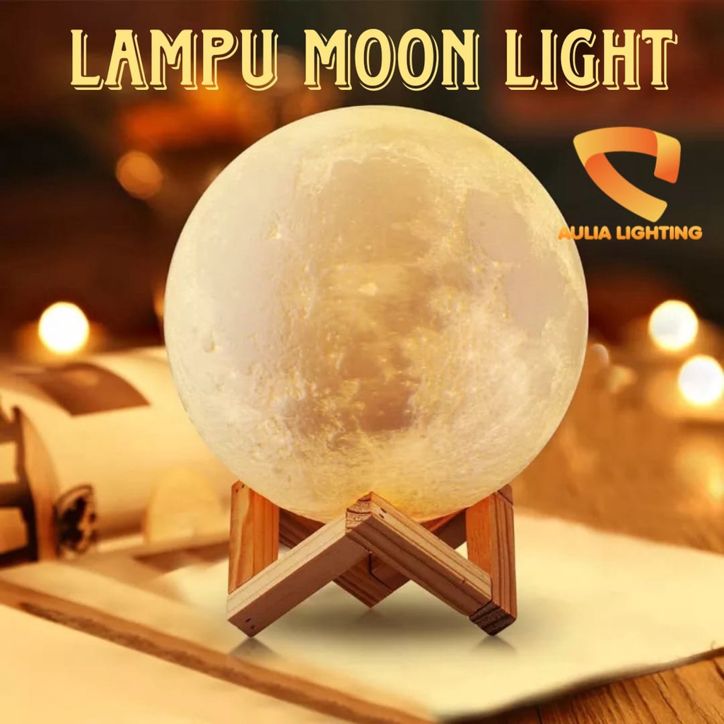 Jual LAMPU 3D TIDUR MALAM LED BULAN MOON LIGHT DEKORASI WARM WHITE 8 / ...