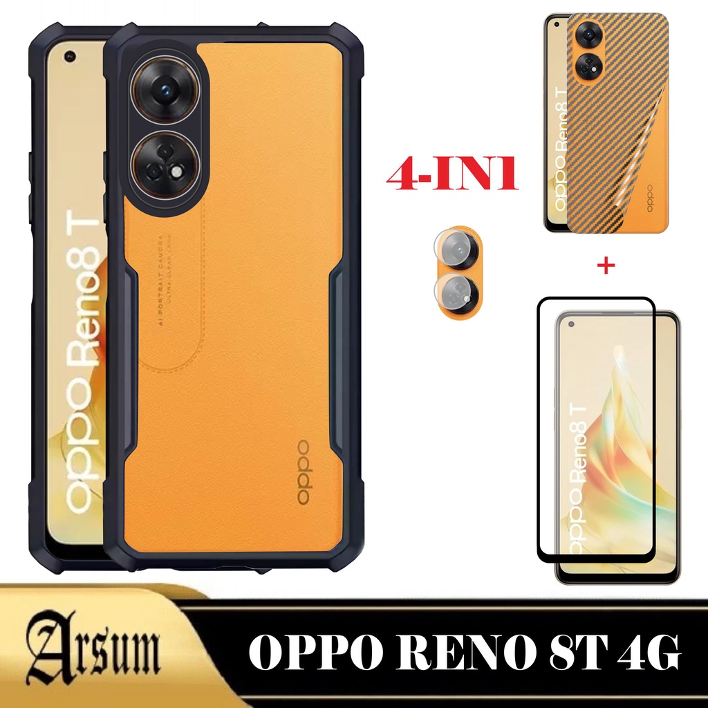 Jual Paket 4in1 Casing Transparan Oppo Reno 8T 4G 2023 Case Cover ...