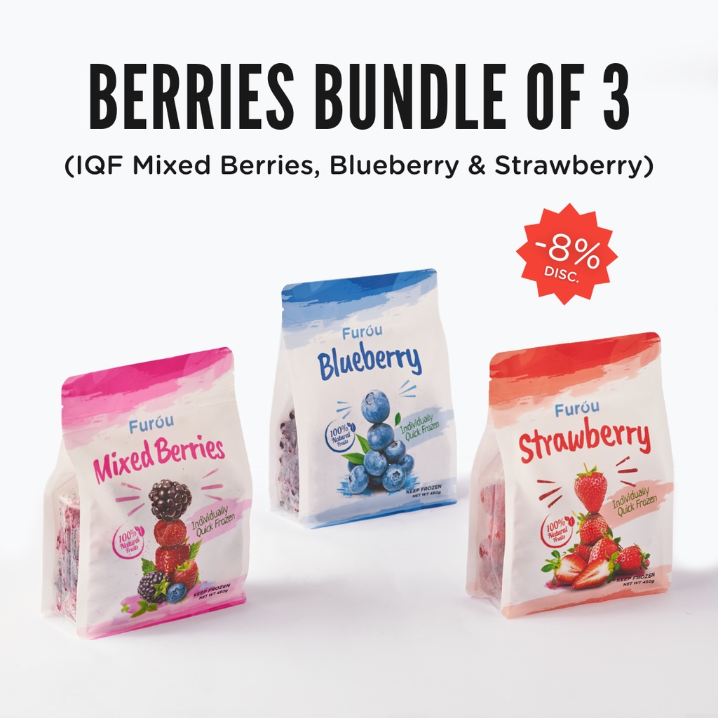 Jual FUROU Frozen Berries (IQF) | Bundle of 3 | 1350 gram Total ...