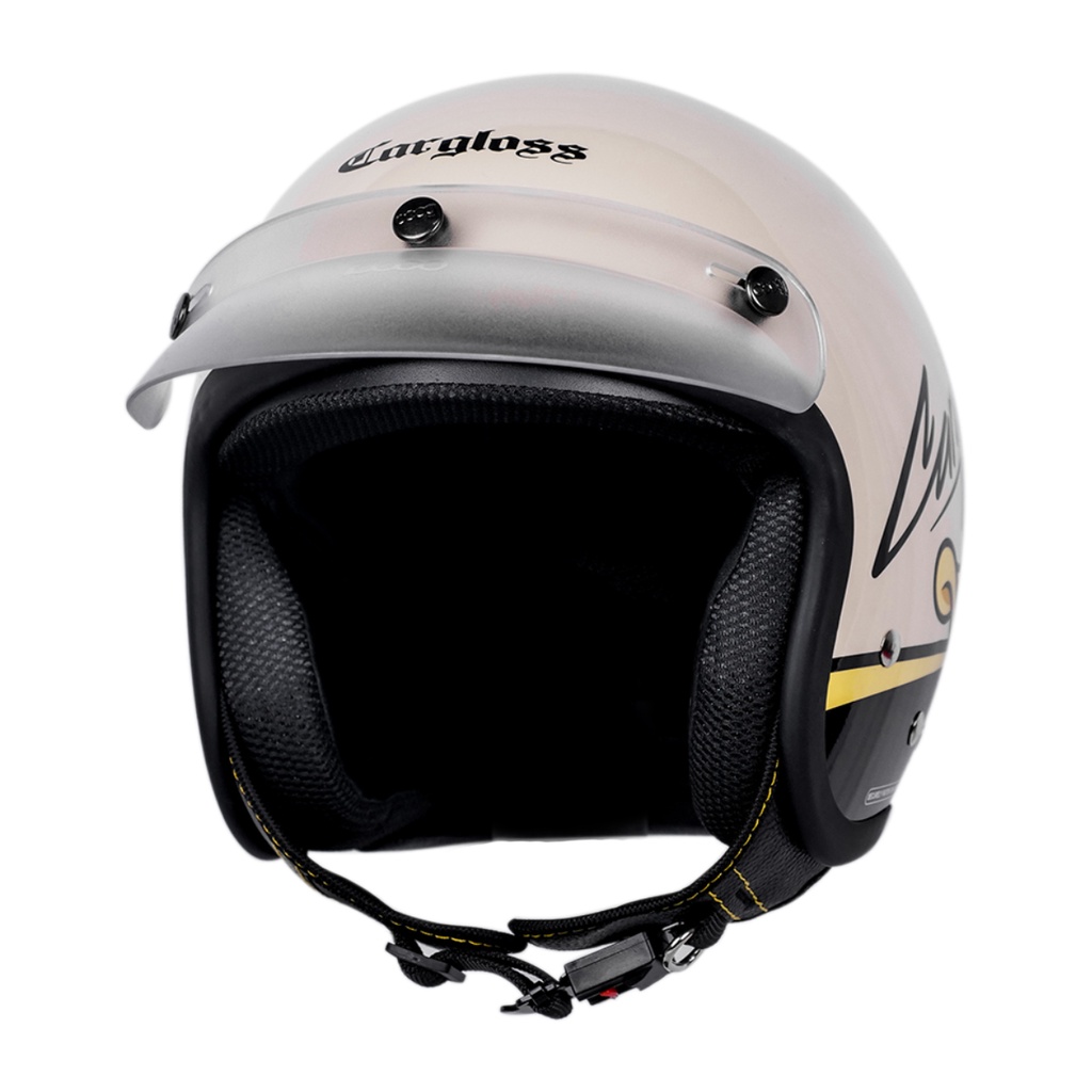 Jual Cargloss CFM Retro Pet Mini Helm Half Face - Speed Duck Avorio ...