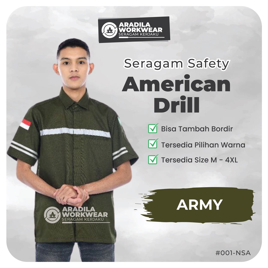 Jual Seragam Safety Hijau Army Atasan Baju Wearpack Baju Kerja Murah