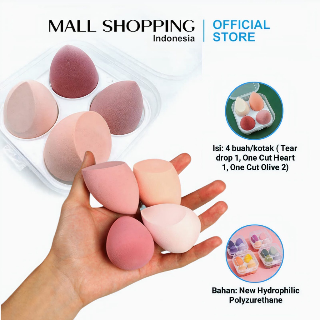 Jual 1 Pack Isi 4 PCS Beauty Blender Spons Blender BB Cream Make Up Sponge Shopee