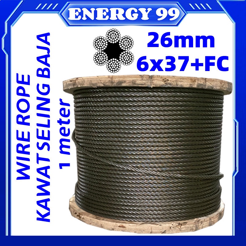 Jual Wire Rope 26mm 6x37 Fc Tali Kawat Fibercore Kawat Baja Sling