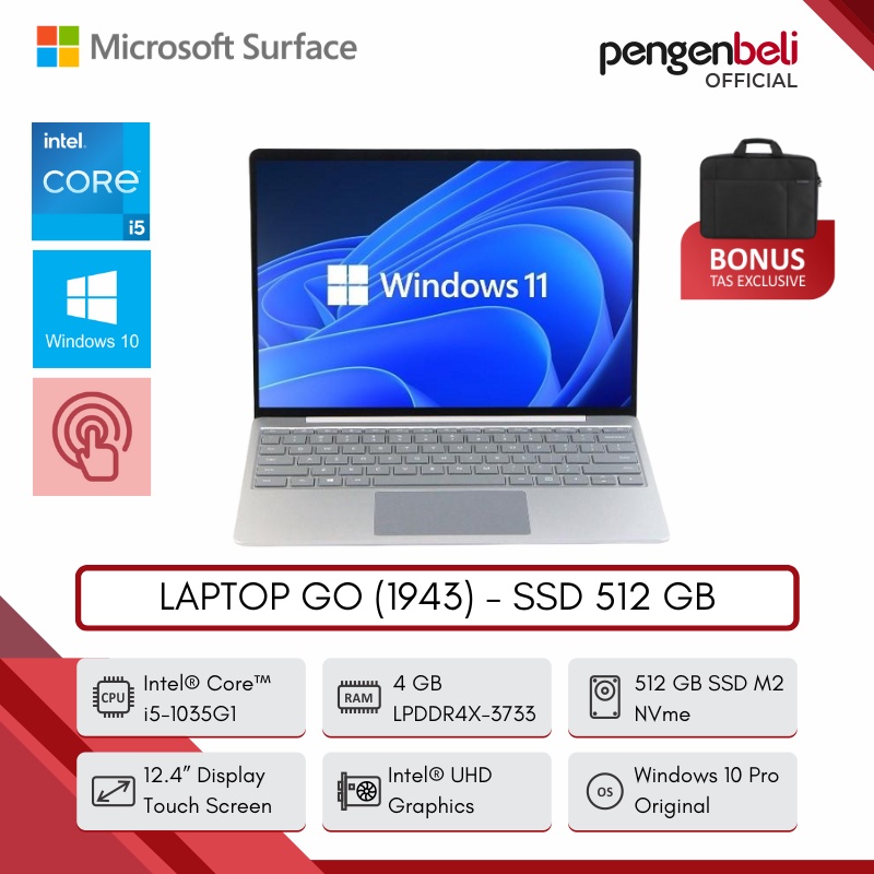 Jual Ultrabook Microsoft Surface Laptop Go 1943 [core I5 1035g1 4gb