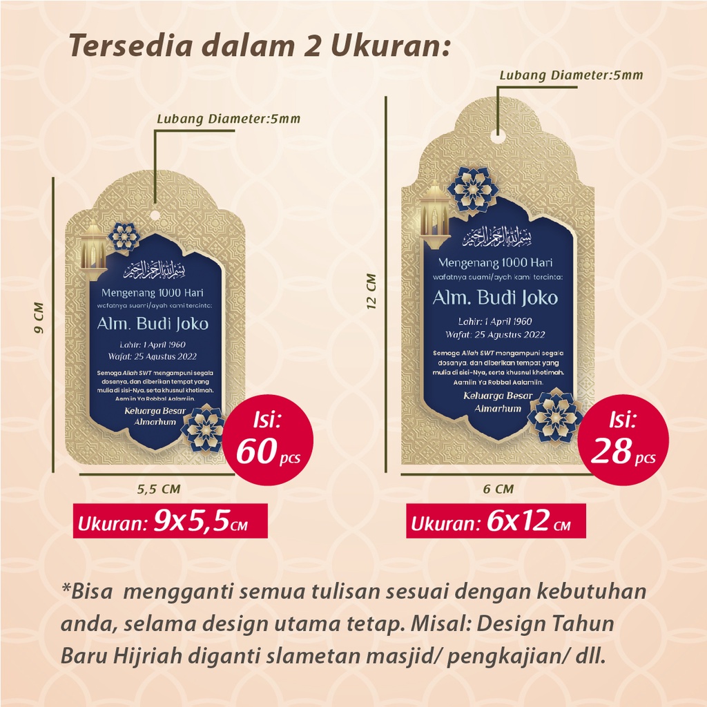 Jual Hang Tag Tasyakuran/ Aqiqah/ Khitan/ Haji/ Umrah/ Tema Islami ...