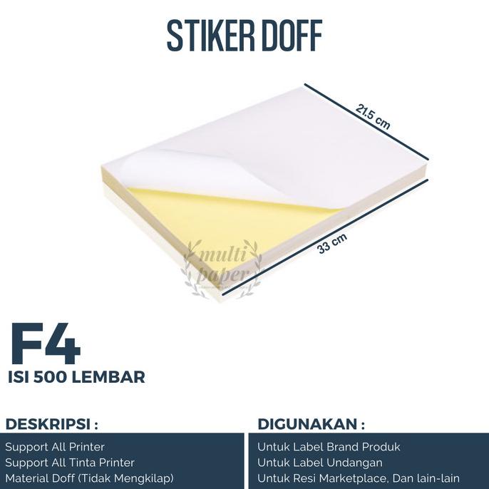 Jual Kertas Sticker Hvs F4 Isi 500 Lembar Stiker Doff F4 Kertas