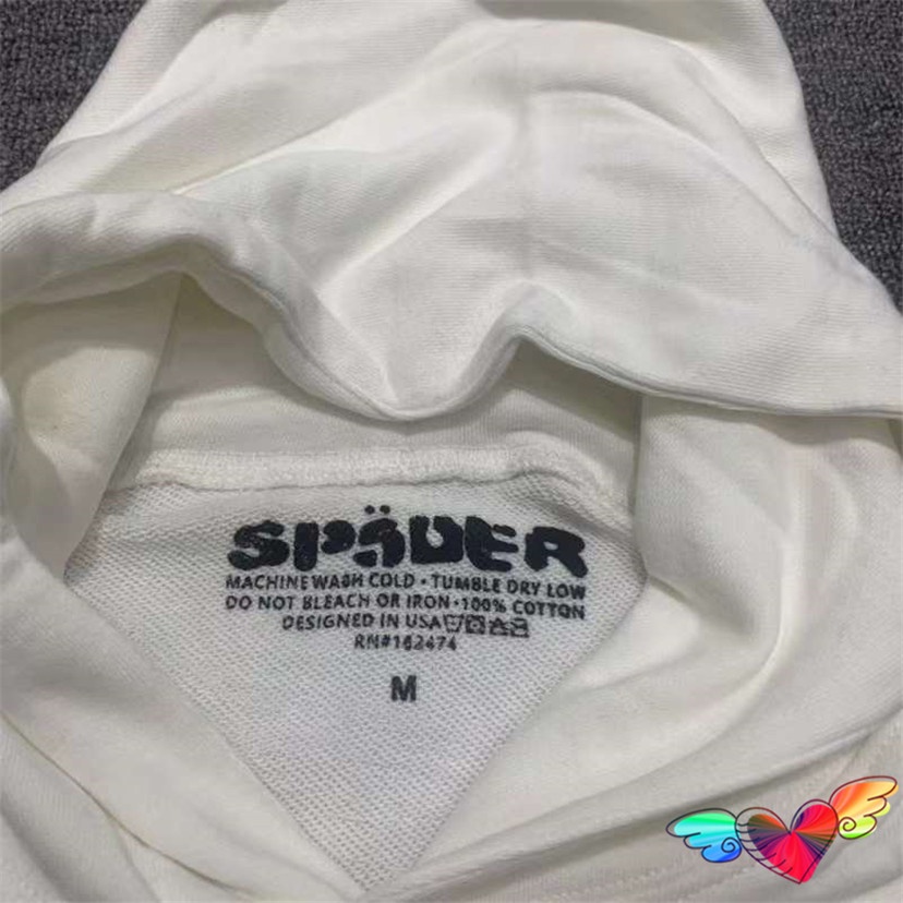 Jual 2022 Puff Cetak Putih Sp5der Hoodie Pria Wanita Web Grafis 1:1 ...