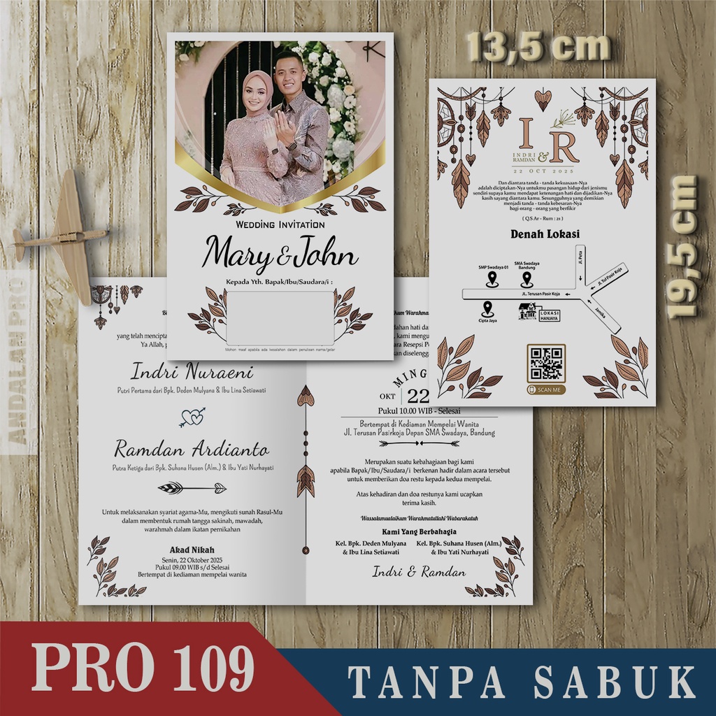 Jual Tebal 200 GSM, 50 Desain Undangan Simpel Pakai Foto Sendiri Harga ...
