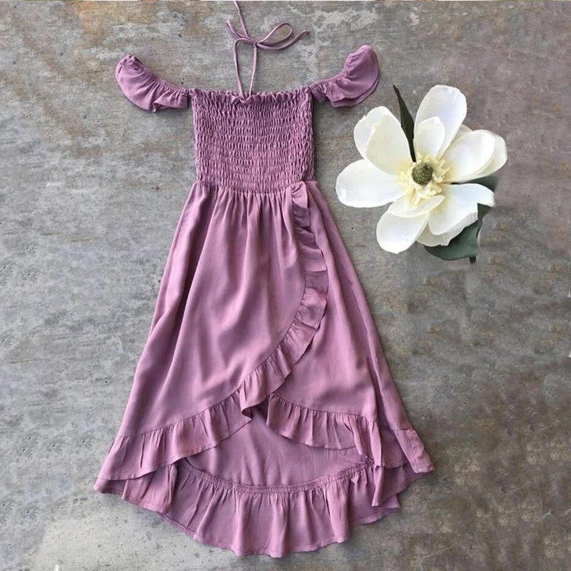 Jual Midi Dress Anak Couple Mom and Kids Smock Off Shoulder Tali Leher ...
