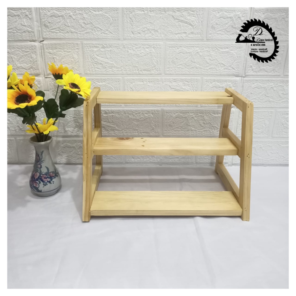 Jual Rak Tangga 3 Tingkat kayu / Rak Minimalis Dengan fernis Glossy ...