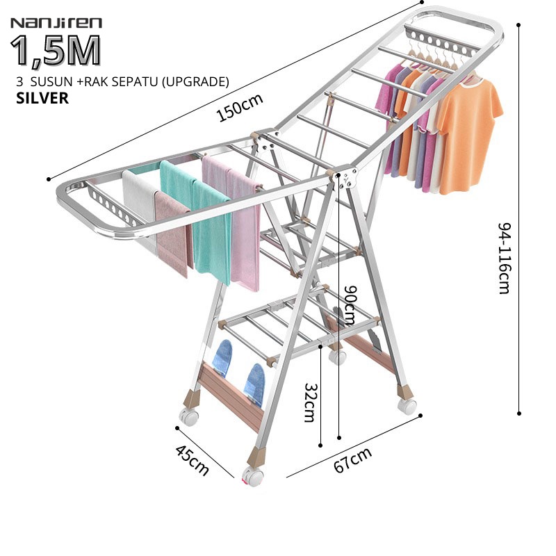 Jual Nanjiren Jemuran Lipat Dryer Rack Laundry Rack Jemuran Baju Serbaguna Folding Dryer Rack