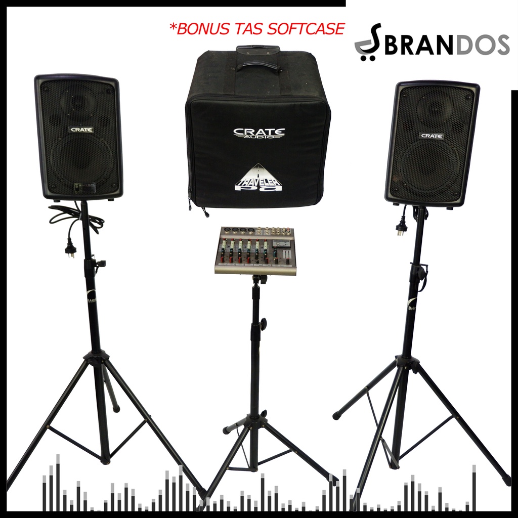 Jual Speaker Aktif PA System Portable Set Mixer Stand Tripod Tas ...
