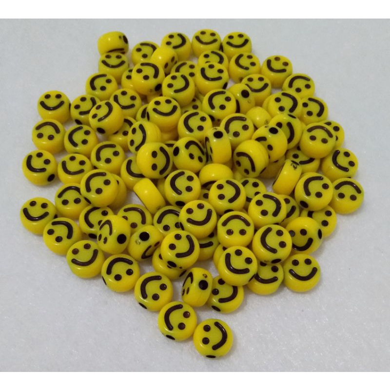 Jual MANIK MANIK AKRILIK BEADS SMILE KUNING PUTIH Kecil 6mm (25pcs ...