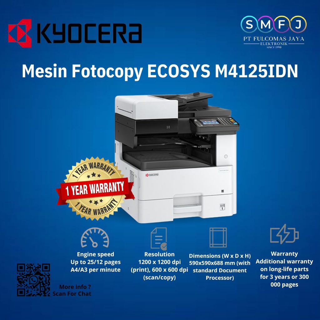 Jual Mesin Fotocopy Kyocera ECOSYS M4125IDN 4125 Kertas A3 A4 GARANSI ...