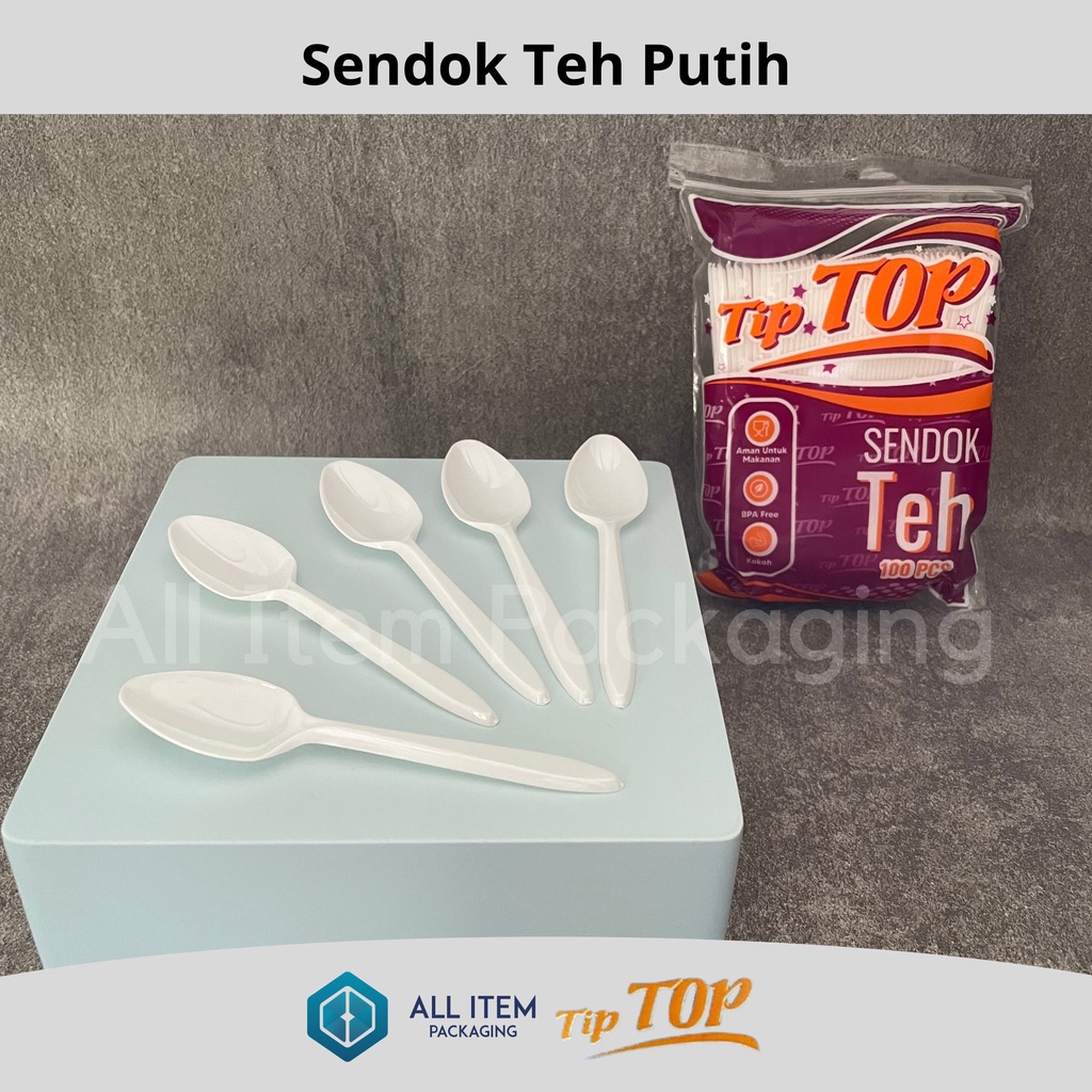 Jual Sendok Teh Plastik TIPTOP Putih Susu Tea Spoon 100 Pcs Shopee