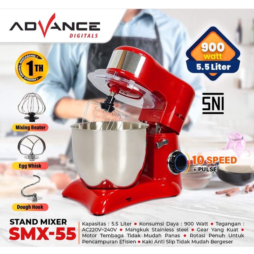 Jual Stand Mixer Advance SMX55 Mixer Berdiri Kapasitas 5.5 Liter