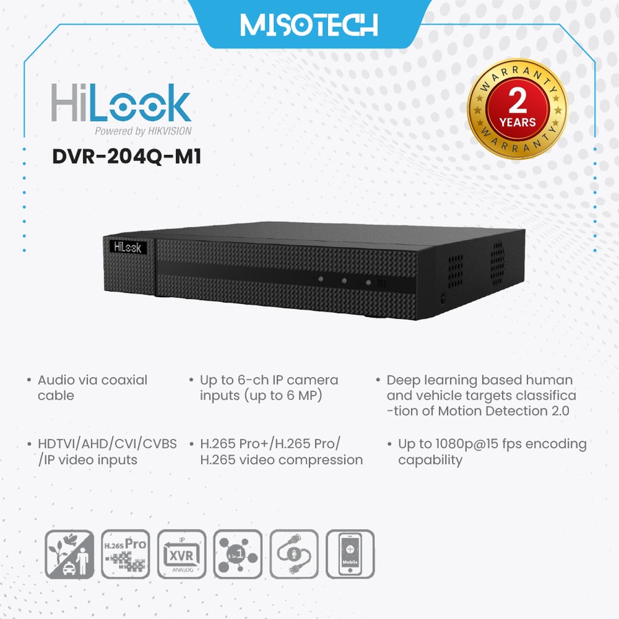 Jual DVR 4CH HILOOK BY HIKVISION 5MP DVR204QM1 4MP LITE 1 HDD