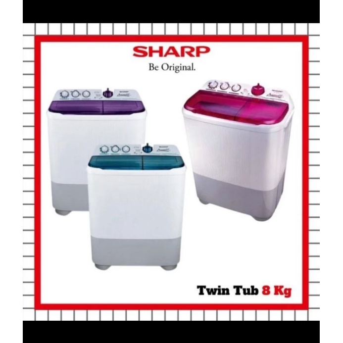 Jual SHARP | ES-T85CR-BK/VK/PK Mesin Cuci 2 Tabung 8 Kg | Shopee Indonesia