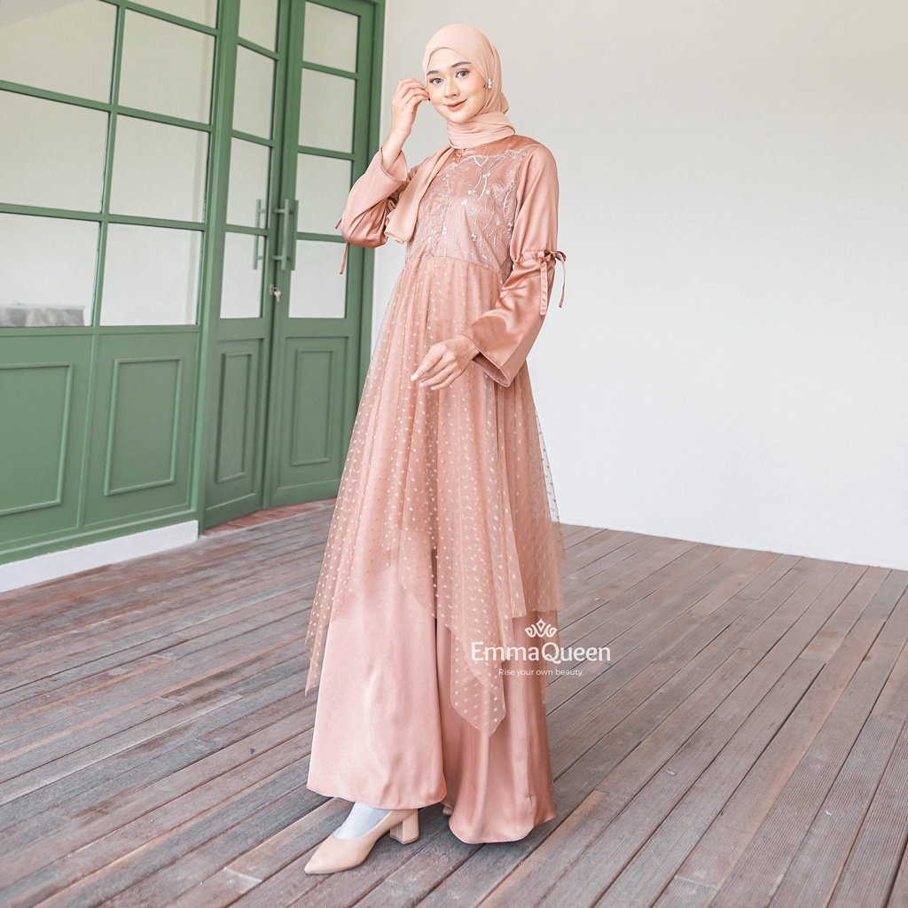 Jual Emmaqueen Gamis Sarimbit Tule Silk Dress Adeline Shopee Indonesia