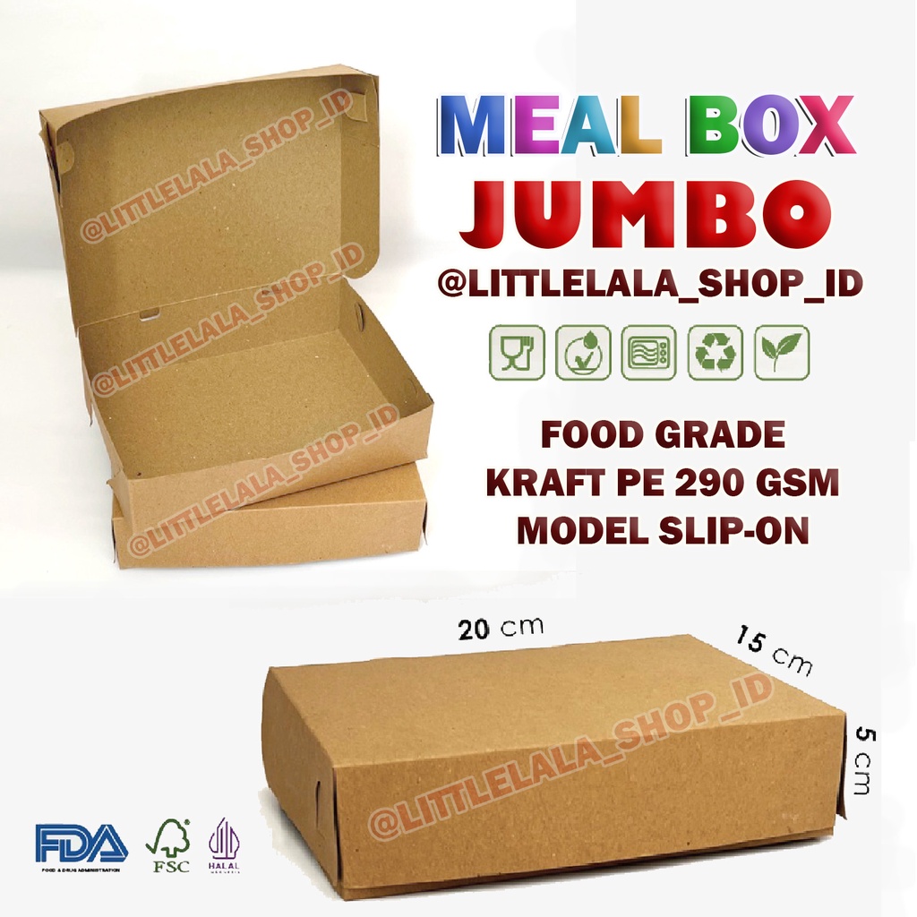 Jual Kotak Makanan Food Grade Cmx Cm X Cm Mealbox Lunch Box Kraft Kotak Makan Kertas Model