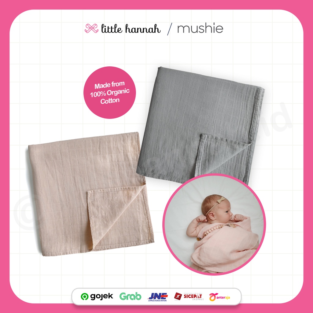 Jual Mushie Organic Cotton Muslin Swaddle / Kain Bedong Aesthetic POLOS ...