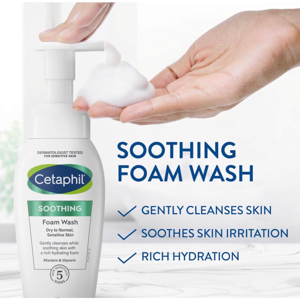 Jual CETAPHIL SOOTHING FOAM WASH DRY TO NORMAL, SENSITIVE SKIN 200ML