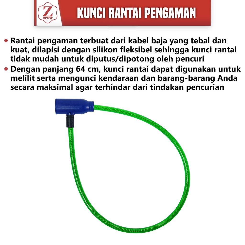 Jual Kunci rantai 64cm/ kunci rantai pengaman Gembok plus kunci ...
