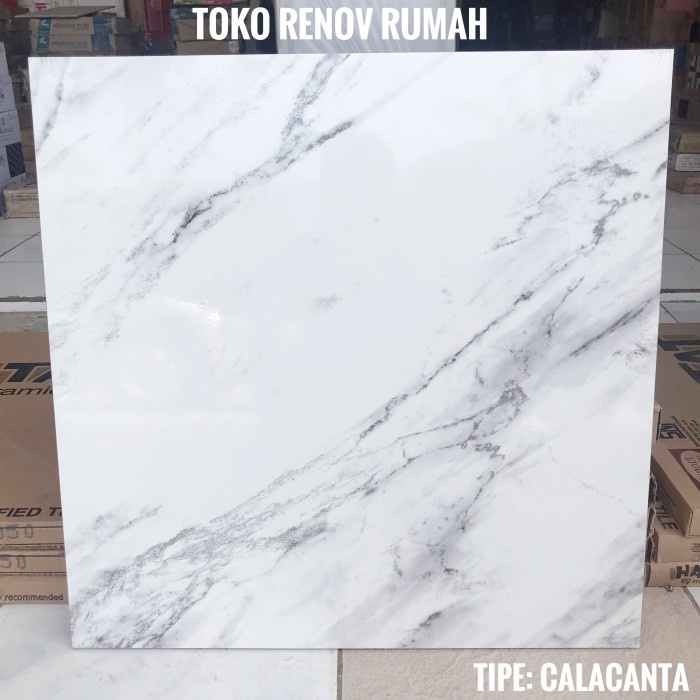 Jual KERAMIK 60X60 PUTIH MOTIF CARARA (GLOSSY)/ KERAMIK LANTAI PUTIH
